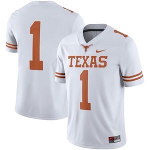 Men's Nike #1 White Texas Longhorns Game Jersey